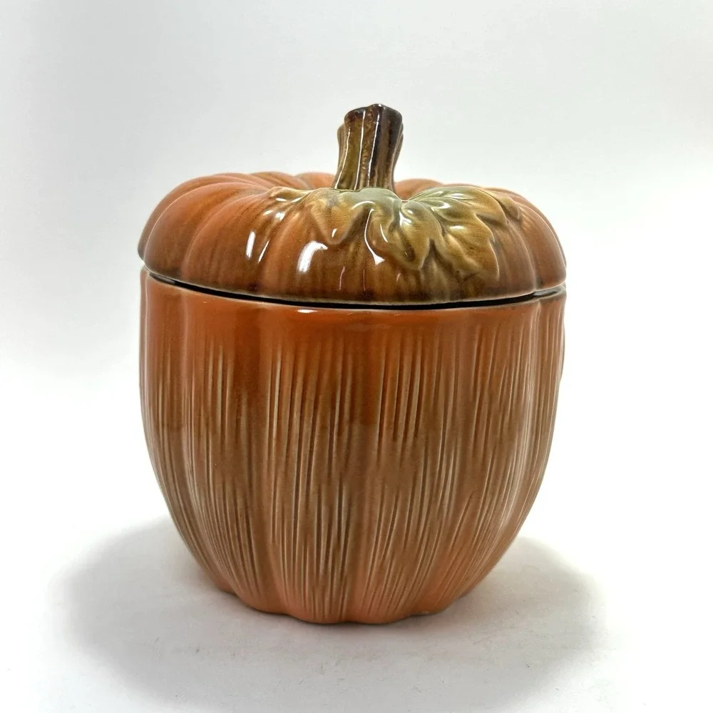 Ceramic Pumpkin Jar‎ w/ Lid & Seal | 6.5